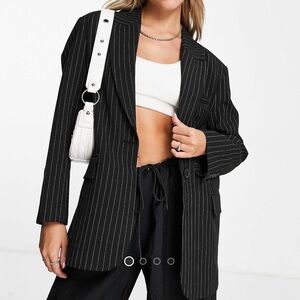 Bershka Black Striped Women's Blazer